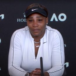 Serena Williams gets emotional at press conference