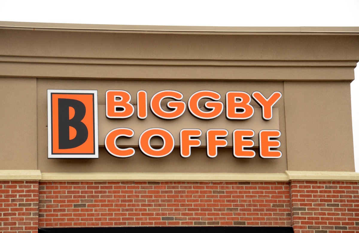 the store logo of a Biggby Coffee shop in Ann Arbor, Michigan