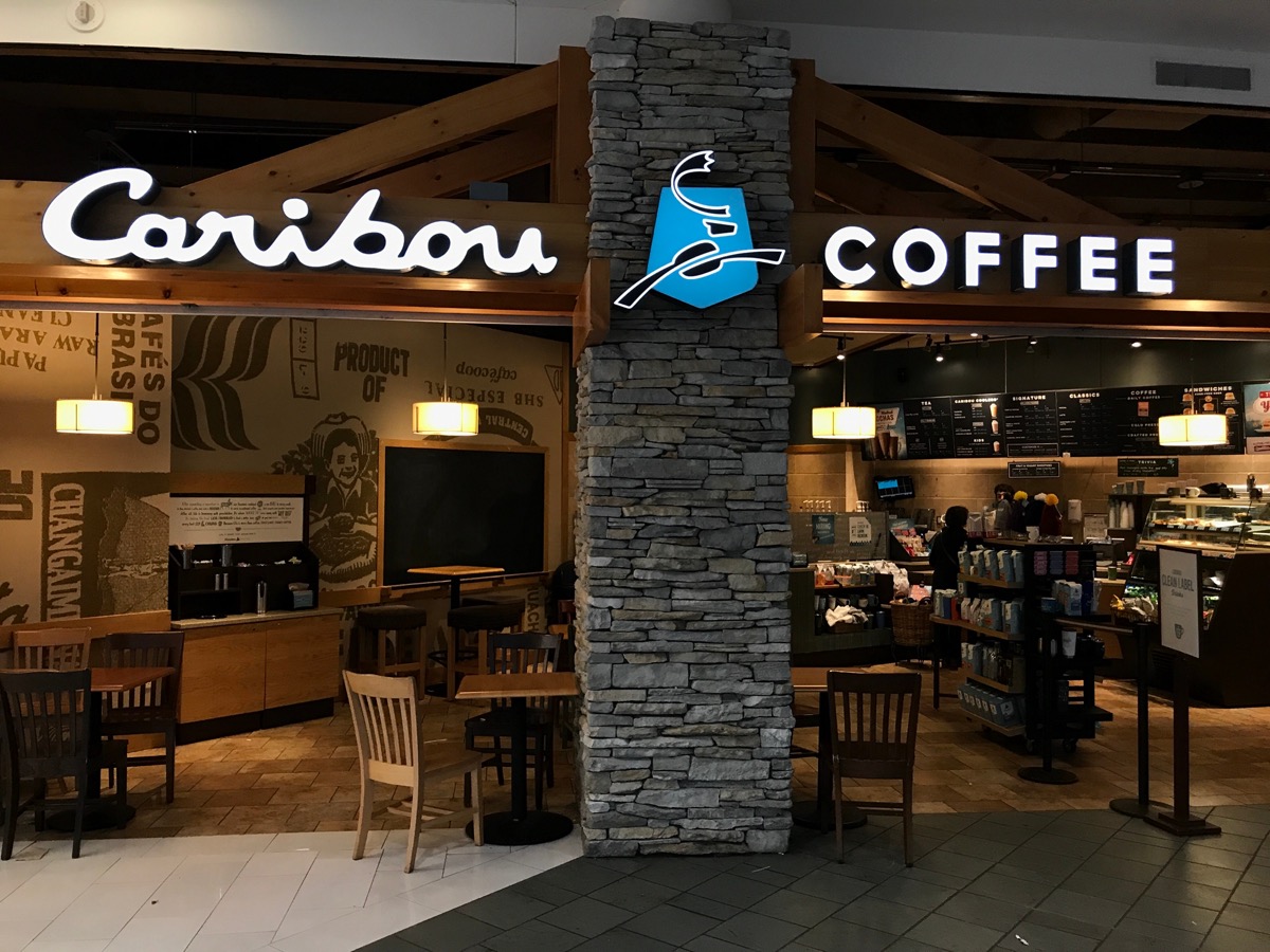 The entrance of a Caribou Coffee shop in the Mall of America in Bloomington, Minnesota