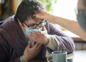Man suffering from virus disease at home