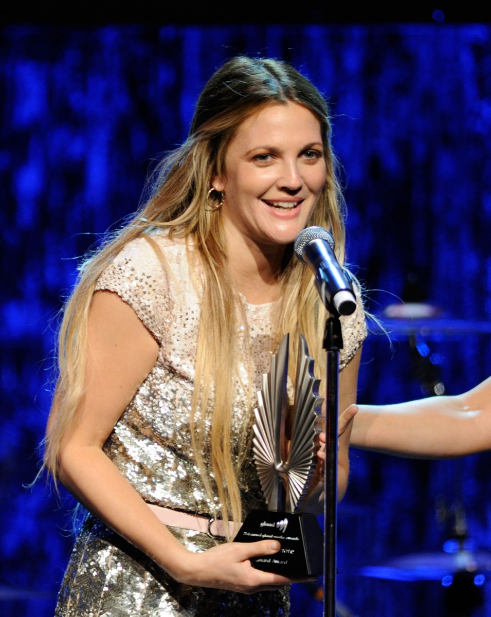 Drew Barrymore receiving at the GLAAD Media Awards in 2010