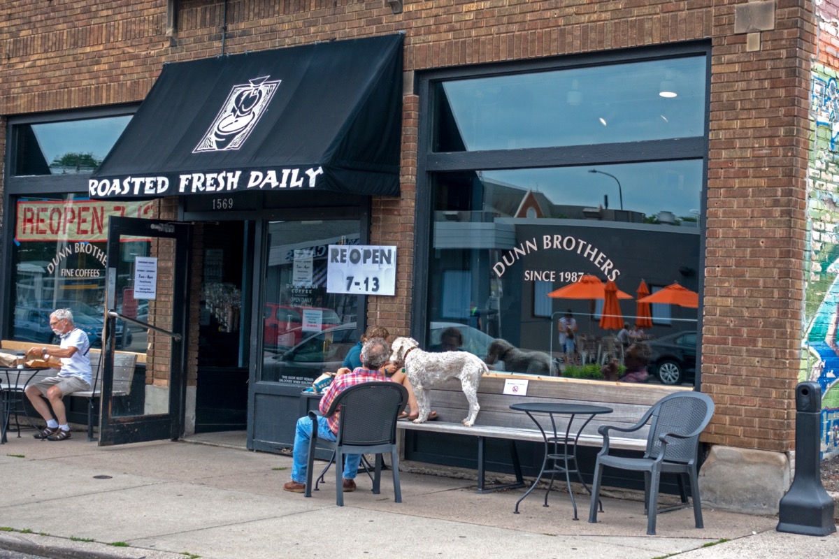 The exterior of a Dunn Brothers Coffee Shop in St. Paul, Minnesota