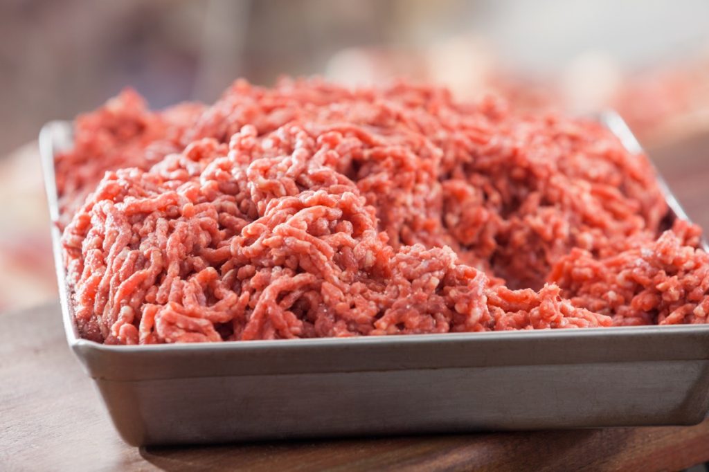 tray of ground beef