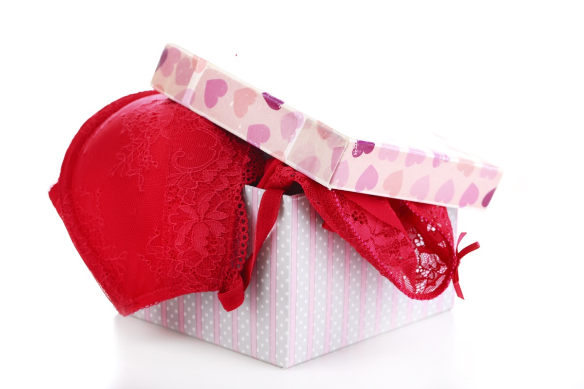 red lingerie in a gift box