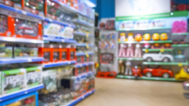 Blurred image of kids toy store background