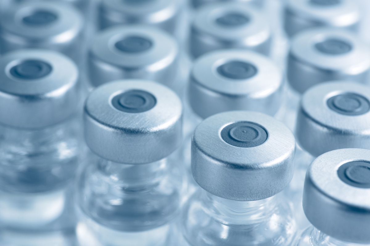Closeup of vials of vaccine
