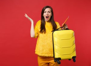 Frustrated female traveler