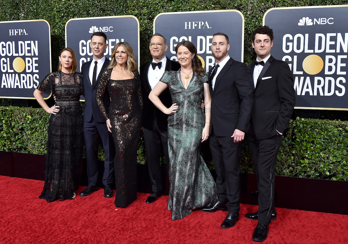 Tom Hanks, Rita Wilson, and their family at the 2020 Golden Globes