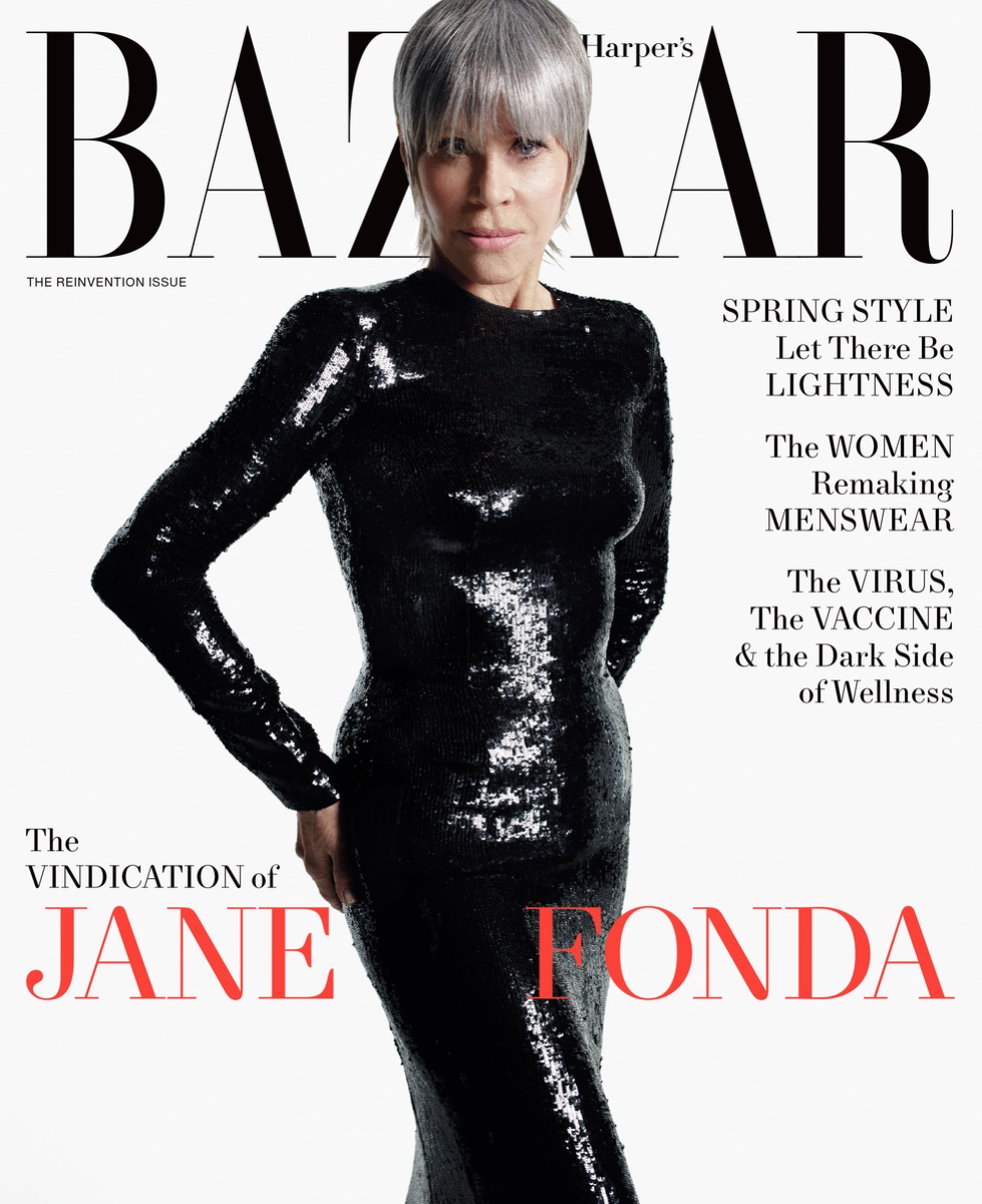 Jane Fonda on the cover of Harper's Bazaar