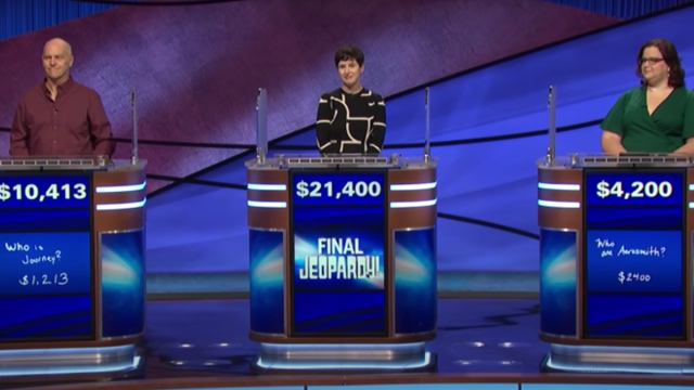 Contestants on a March 2021 episode of "Jeopardy!"