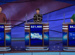 Contestants on a March 2021 episode of "Jeopardy!"