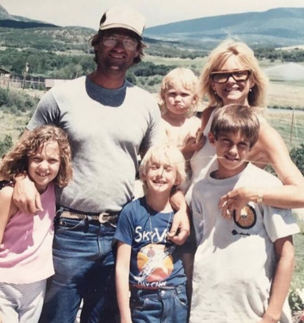An old photo of Kurt Russell, Goldie Hawn, and their children