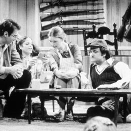 Dan Akroyd, Gilda Radner, Jane Curtin, and John Belushi on SNL in 1975