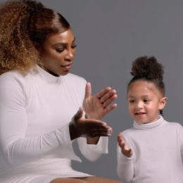 Serena Williams with daughter Olympia in Stuart Weitzman shoe campaign