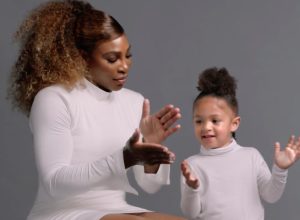 Serena Williams with daughter Olympia in Stuart Weitzman shoe campaign