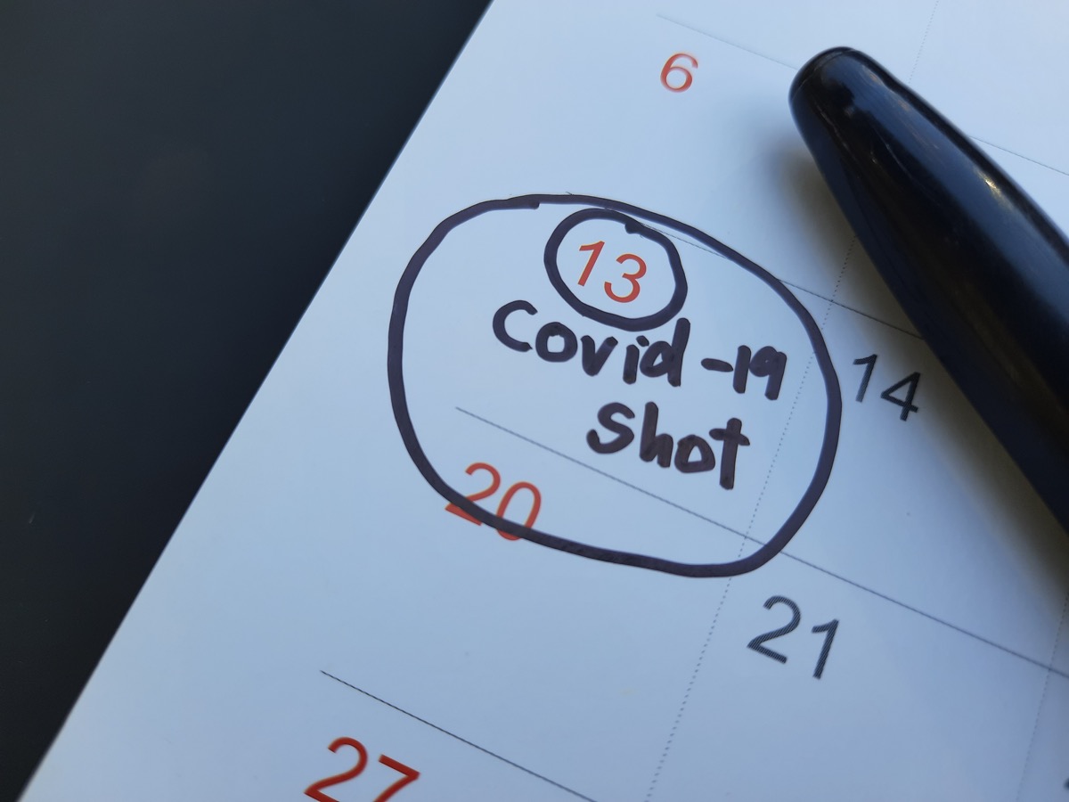 Calendar circled for COVID vaccine