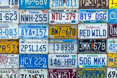 Various state license plates