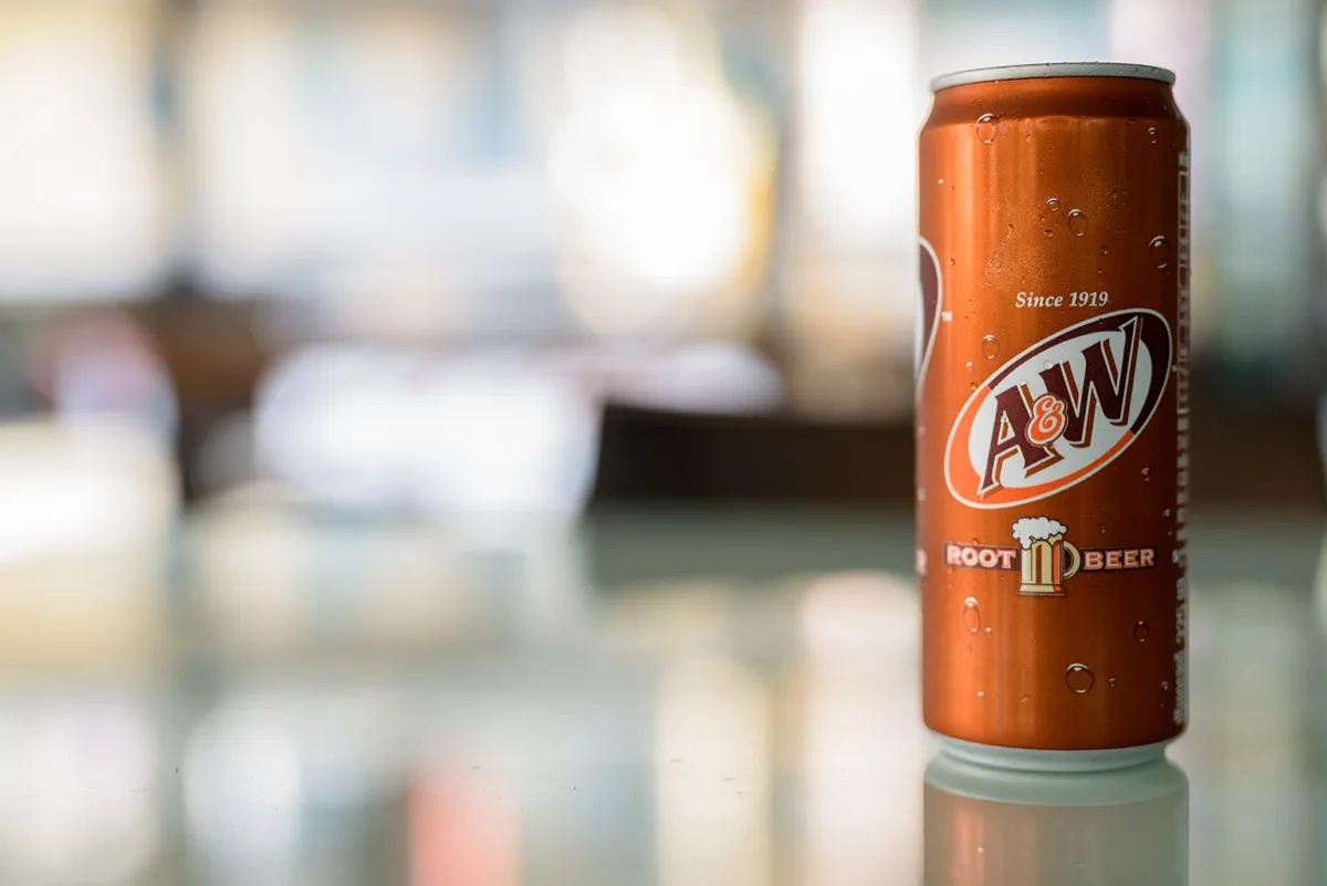 A can of A&W Root Beer on a countertop