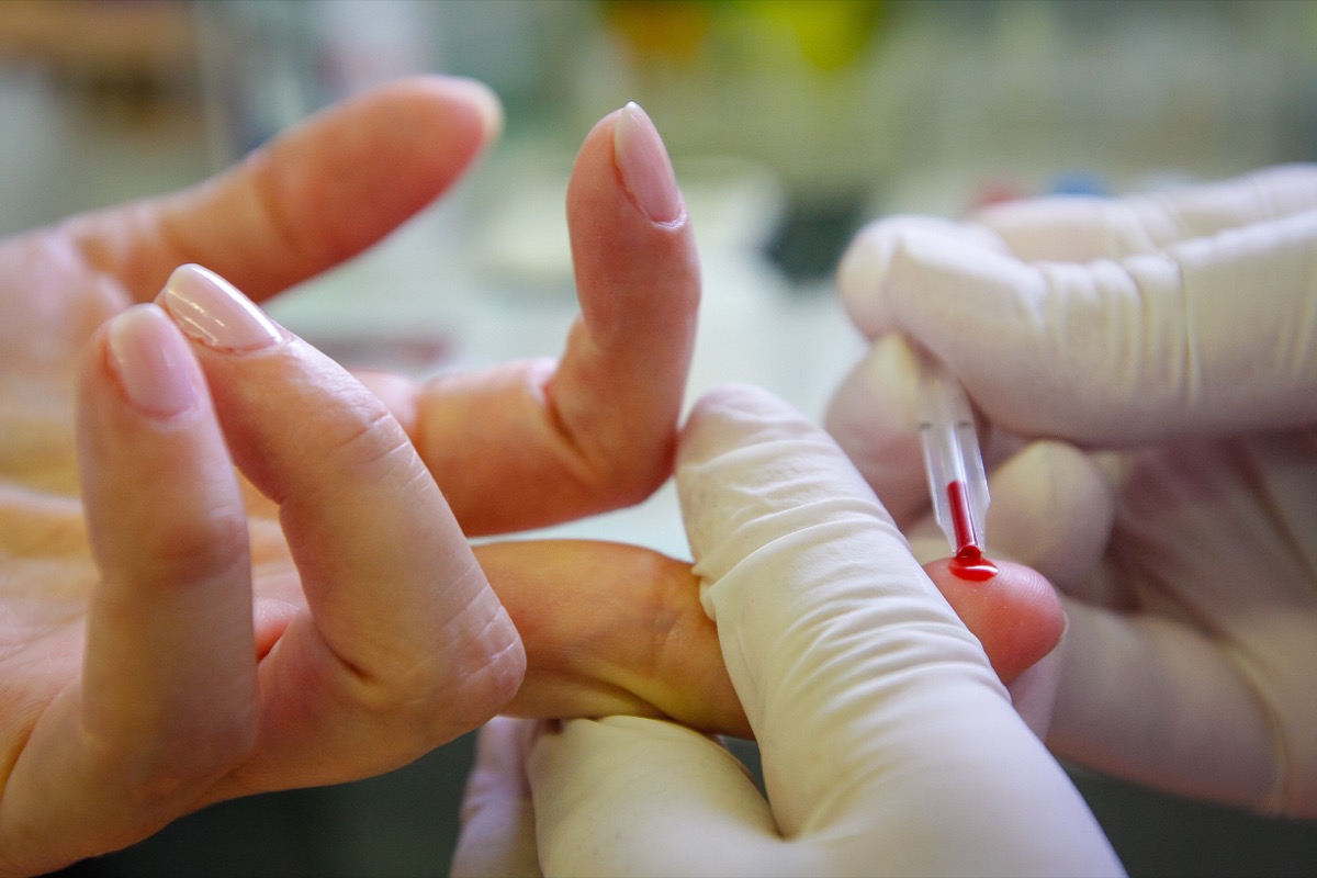 finger prick blood type test