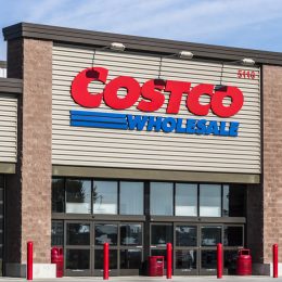 The storefront of a Costco warehouse wholesaler