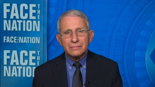 Dr. Anthony Fauci appearing on Face the Nation on March 7, 2021.