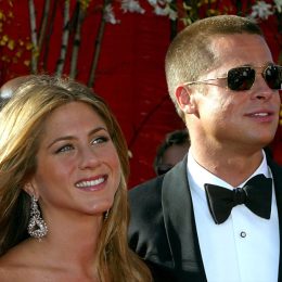 Jennifer Aniston and Brad Pitt at the Emmy Awards in 2004