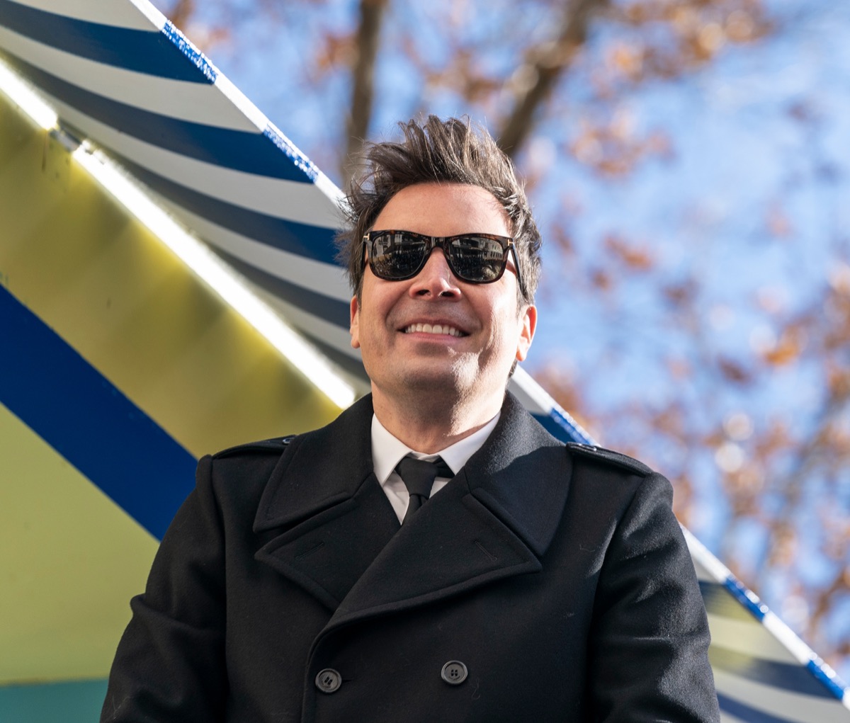 Jimmy Fallon at the Macy's Thanksgiving Day Parade in 2019
