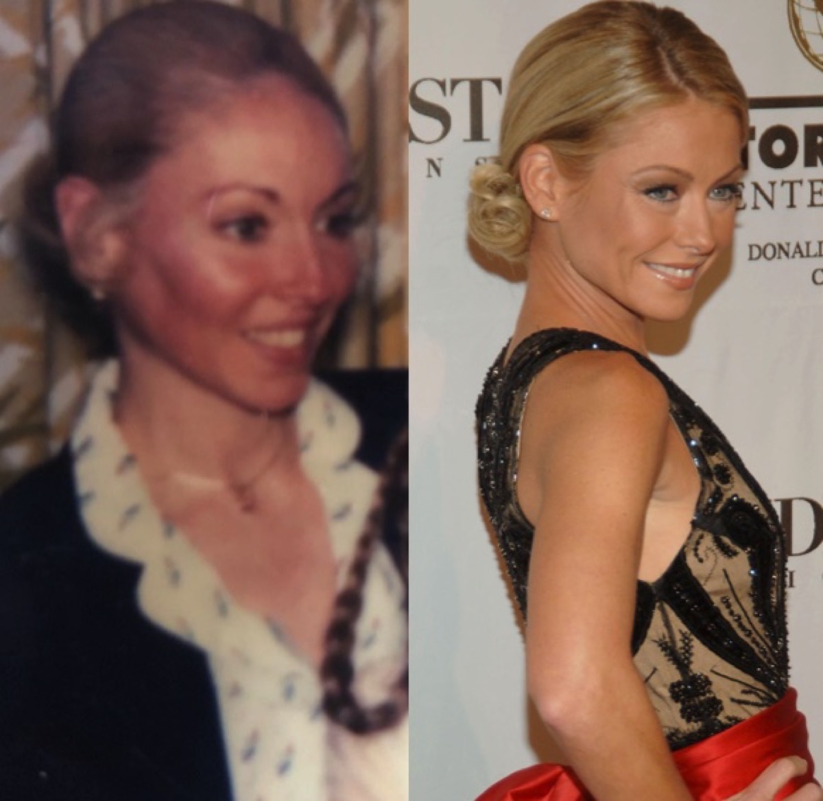 Kelly Ripa's mom Esther in 1980 and Kelly Ripa in 2005