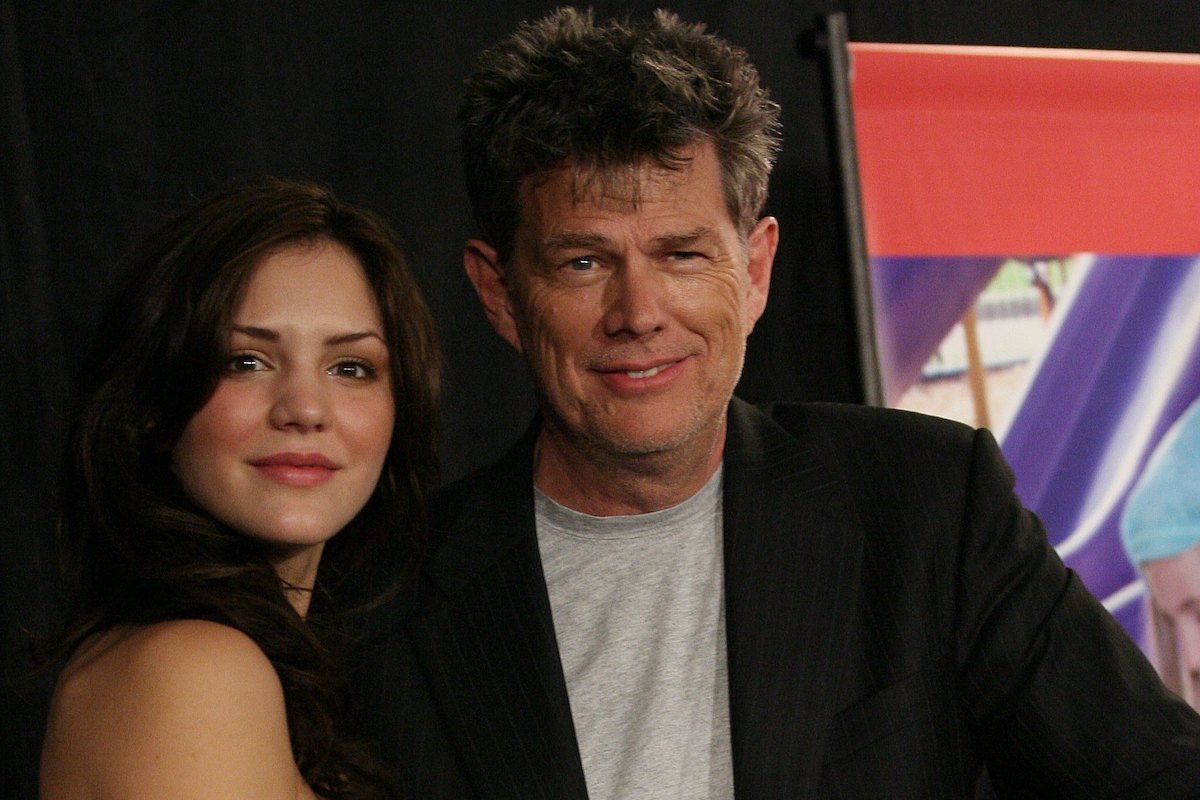 Singer Katharine McPhee and producer David Foster pose for photographers during the JC Penny Jam press conference at the Shrine Auditorium June 13, 2006 in Los Angeles, California. 