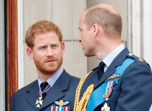 Prince Harry, Duke of Sussex and Prince William, Duke of Cambridge watch a flypast to mark the centenary of the Royal Air Force from the balcony of Buckingham Palace on July 10, 2018 in London, England. The 100th birthday of the RAF, which was founded on on 1 April 1918, was marked with a centenary parade with the presentation of a new Queen's Colour and flypast of 100 aircraft over Buckingham Palace.