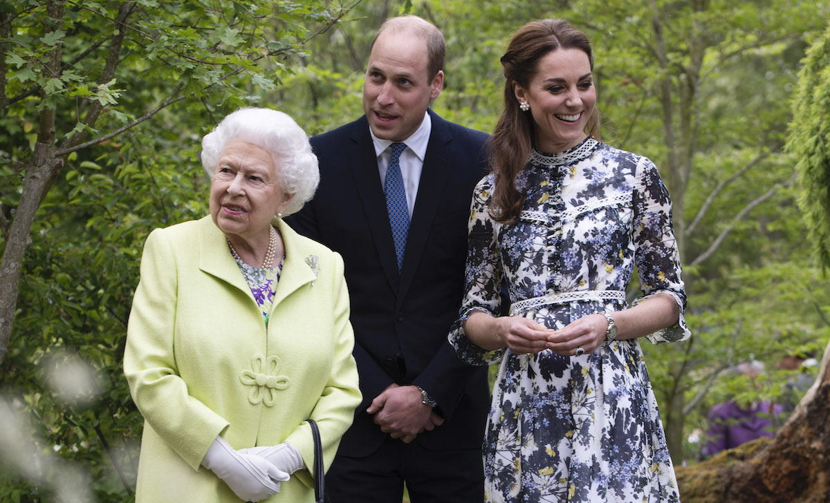 Queen Elizabeth II is shown around 'Back to Nature' by Prince William and Catherine, Duchess of Cambridge at the RHS Chelsea Flower Show 2019 press day at Chelsea Flower Show on May 20, 2019 in London, England
