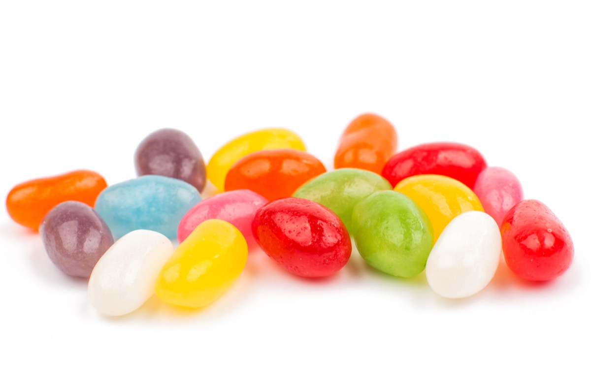 jelly beans, colorful jelly beans on white background
