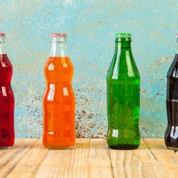 Unlabeled soda bottles