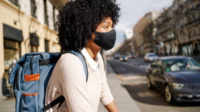 Woman wearing a mask