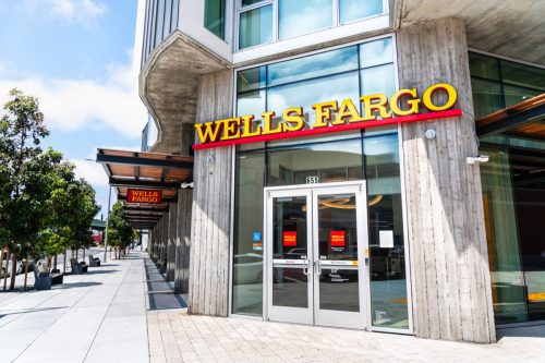 August 10, 2019 San Francisco / CA / USA - Wells Fargo branch in SOMA district