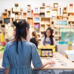 young woman shopping at a gift store