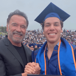 Arnold Schwarzenegger and Joseph Baena at Baena's college graduation in 2019