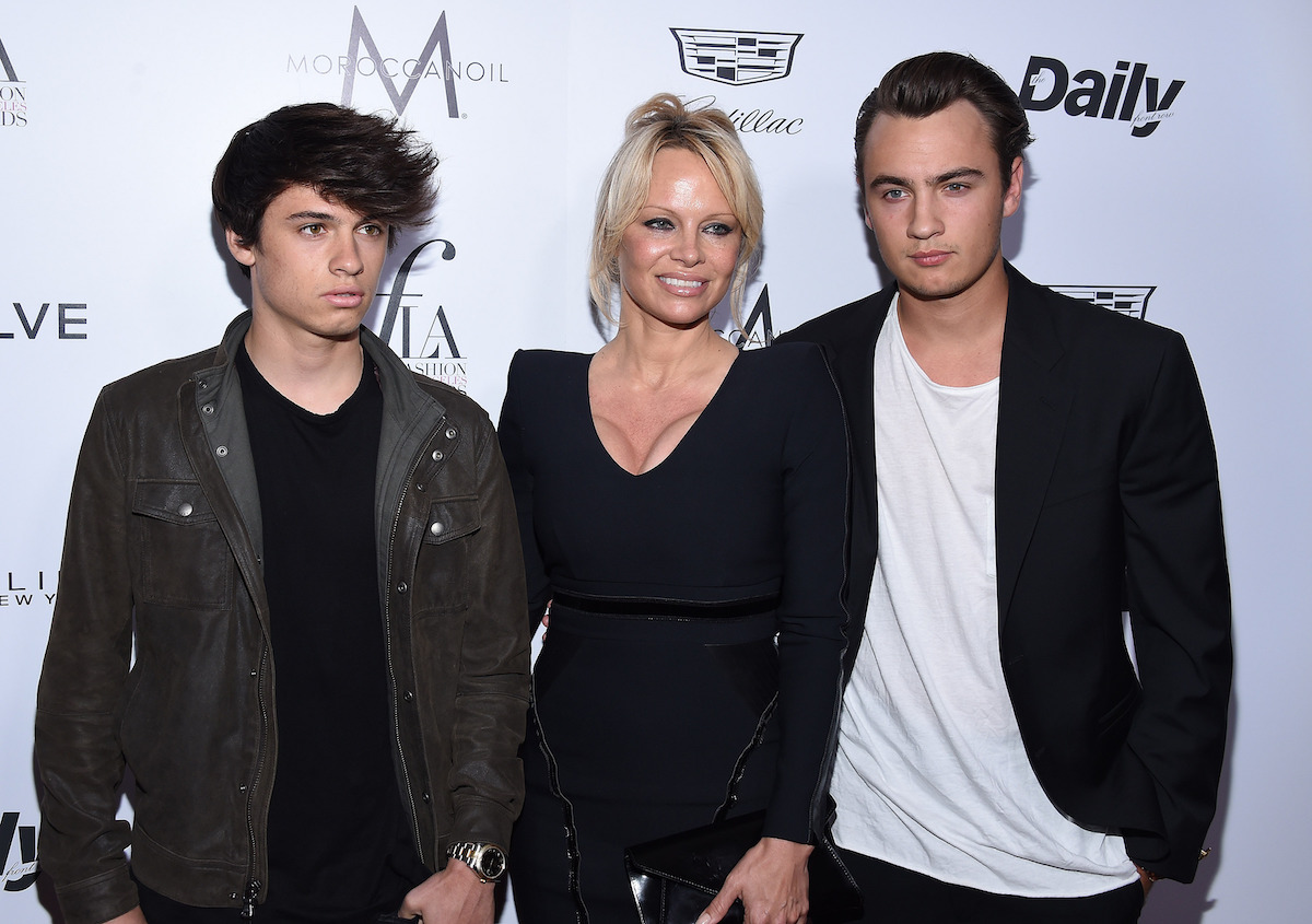 Dylan Lee, Pamela Anderson, and Brandon Lee at the Fashion Los Angeles Awards in 2016