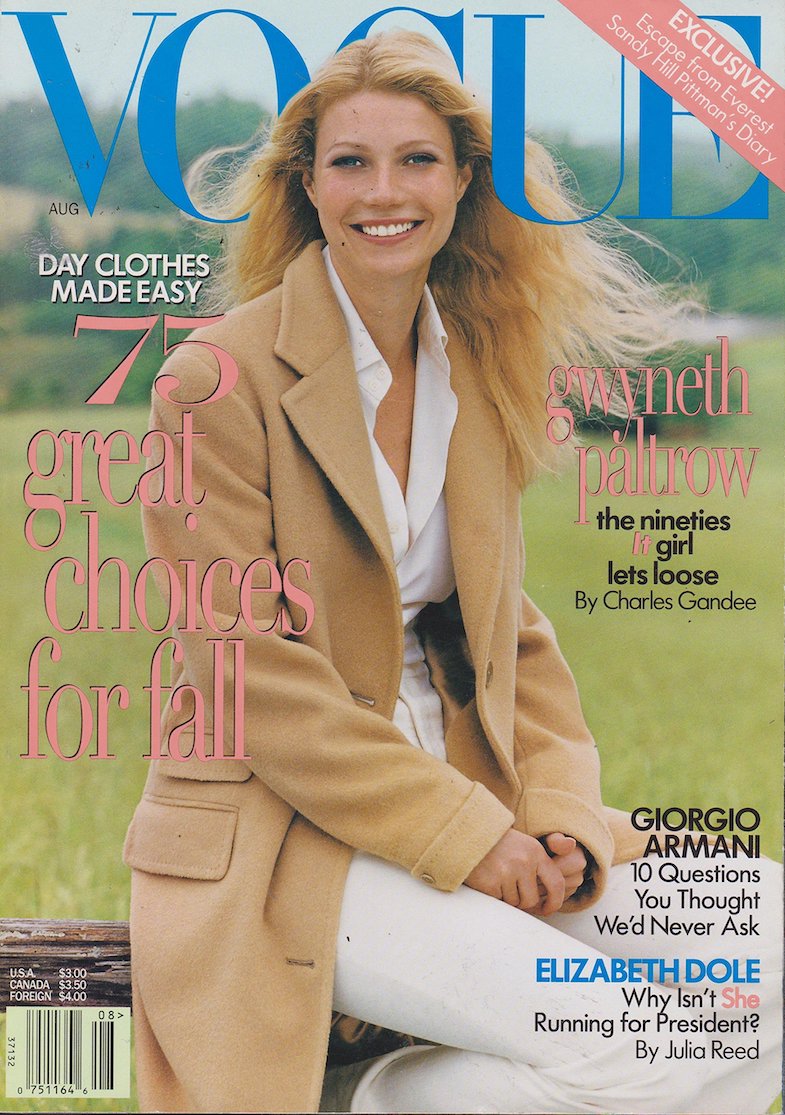 Gwyneth Paltrow on the August 1996 cover of "Vogue"