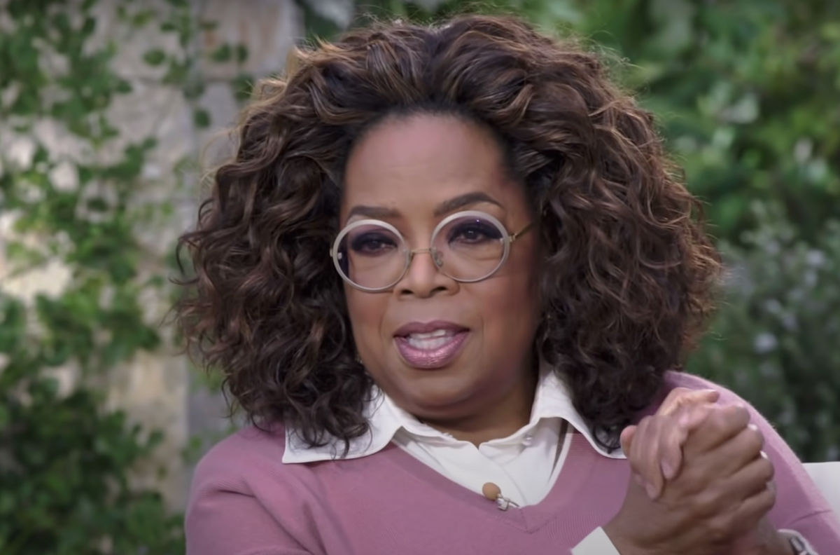 Oprah during her interview with Meghan Markle and Prince Harry