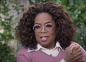 Oprah during her interview with Meghan Markle and Prince Harry