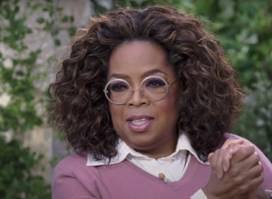 Oprah during her interview with Meghan Markle and Prince Harry