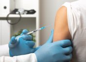 Person getting COVID vaccine