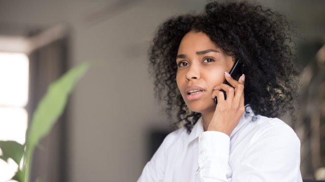 Woman concerned on phone call