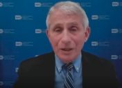 Dr. Anthony Fauci speaking during a virtual White House COVID-19 response team press briefing