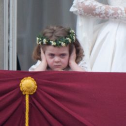 Prince William and his wife Kate Middleton, who has been given the title of The Duchess of Cambridge, on the balcony of Buckingham Palace, London with bridesmaids Margarita Armstrong-Jones (right) and Grace Van Cutsem (middle) and Lady Louise (left), following their wedding at Westminster Abbey.