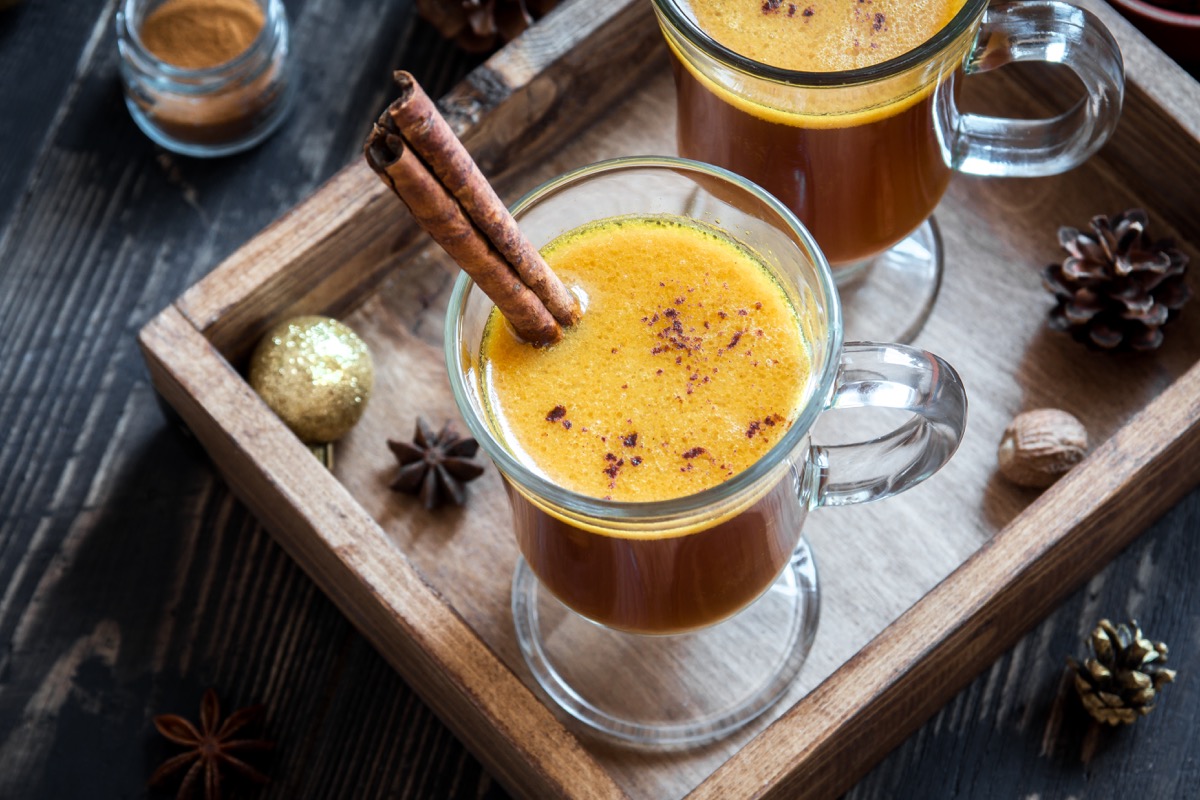 hot buttered rum cocktail with cinnamon