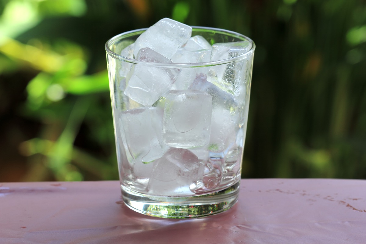 Glass of ice cubes