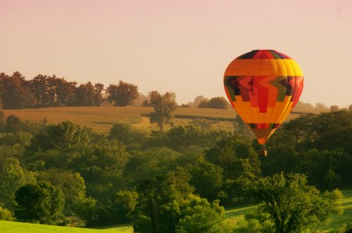 rural iowa, hot air balloon