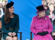 Catherine, Duchess of Cambridge and Queen Elizabeth II (R) during their visit to Leicester on March 8, 2012 in Leicester, England. The royal visit to Leicester marks the first date of Queen Elizabeth II's Diamond Jubilee tour of the UK between March 8 and July 25, 2012